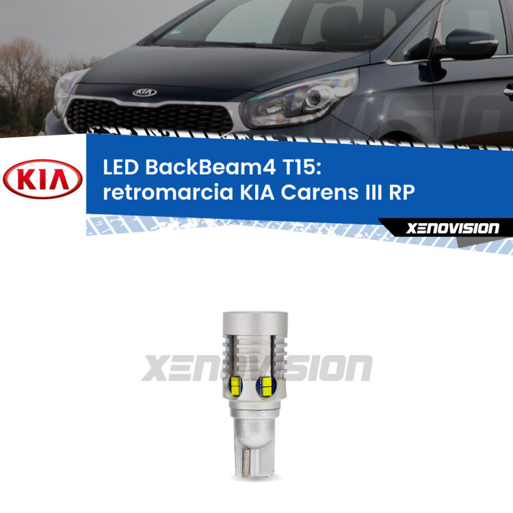<strong>Retromarcia LED per KIA Carens III</strong> RP 2012 - 2021. Lampada <strong>T15</strong> canbus modello BackBeam4.