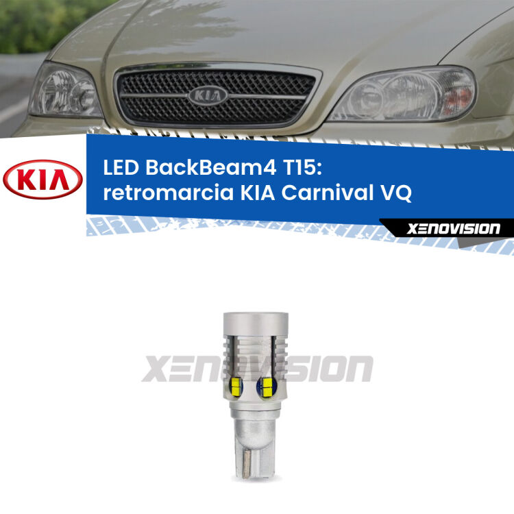 <strong>Retromarcia LED per KIA Carnival</strong> VQ 2005 - 2013. Lampada <strong>T15</strong> canbus modello BackBeam4.