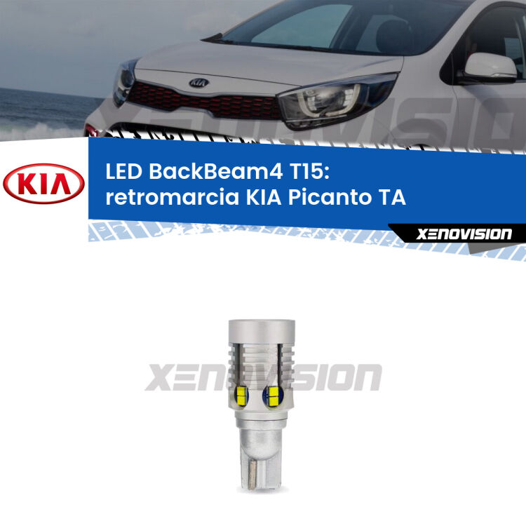 <strong>Retromarcia LED per KIA Picanto</strong> TA 2011 - 2016. Lampada <strong>T15</strong> canbus modello BackBeam4.