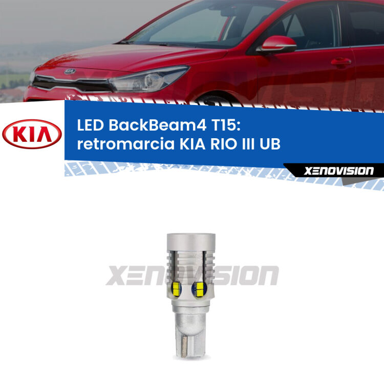 <strong>Retromarcia LED per KIA RIO III</strong> UB 2011 - 2016. Lampada <strong>T15</strong> canbus modello BackBeam4.