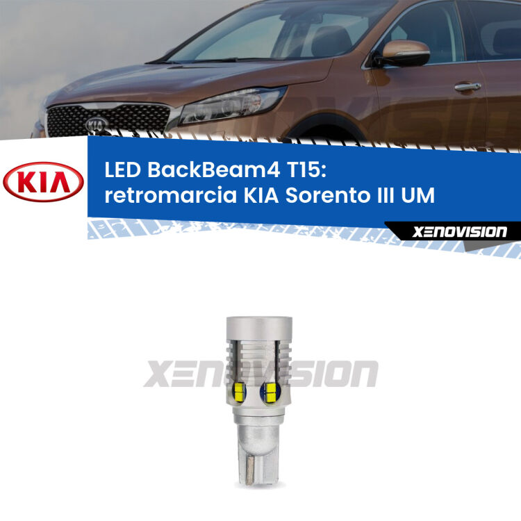 <strong>Retromarcia LED per KIA Sorento III</strong> UM 2015 in poi. Lampada <strong>T15</strong> canbus modello BackBeam4.
