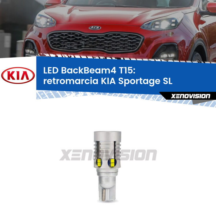 <strong>Retromarcia LED per KIA Sportage</strong> SL 2010 - 2014. Lampada <strong>T15</strong> canbus modello BackBeam4.
