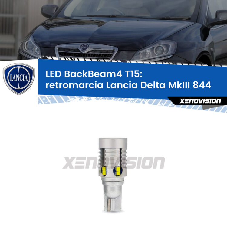 <strong>Retromarcia LED per Lancia Delta MkIII</strong> 844 2008 - 2014. Lampada <strong>T15</strong> canbus modello BackBeam4.