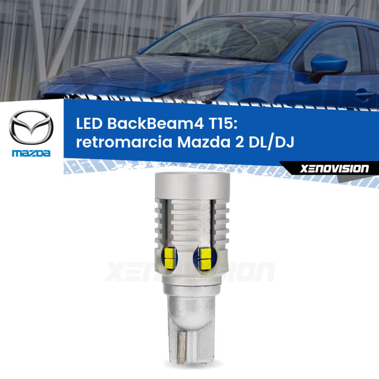 0 Retromarcia LED T15 BackBeam4 per Mazda 2 DL/DJ 2014 - 2018 <strong>Retromarcia LED per Mazda 2</strong> DL/DJ 2014 - 2018. Lampada <strong>T15</strong> canbus modello BackBeam4.