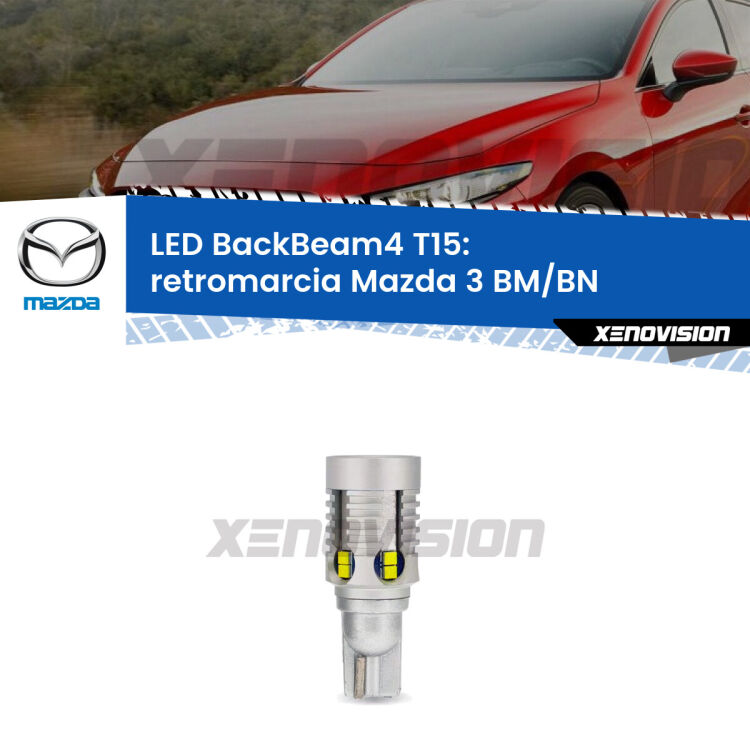 <strong>Retromarcia LED per Mazda 3</strong> BM/BN 2013 - 2018. Lampada <strong>T15</strong> canbus modello BackBeam4.