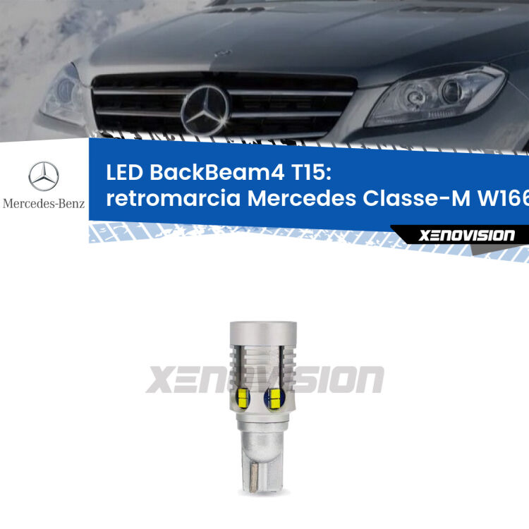 <strong>Retromarcia LED per Mercedes Classe-M</strong> W166 2011 - 2015. Lampada <strong>T15</strong> canbus modello BackBeam4.