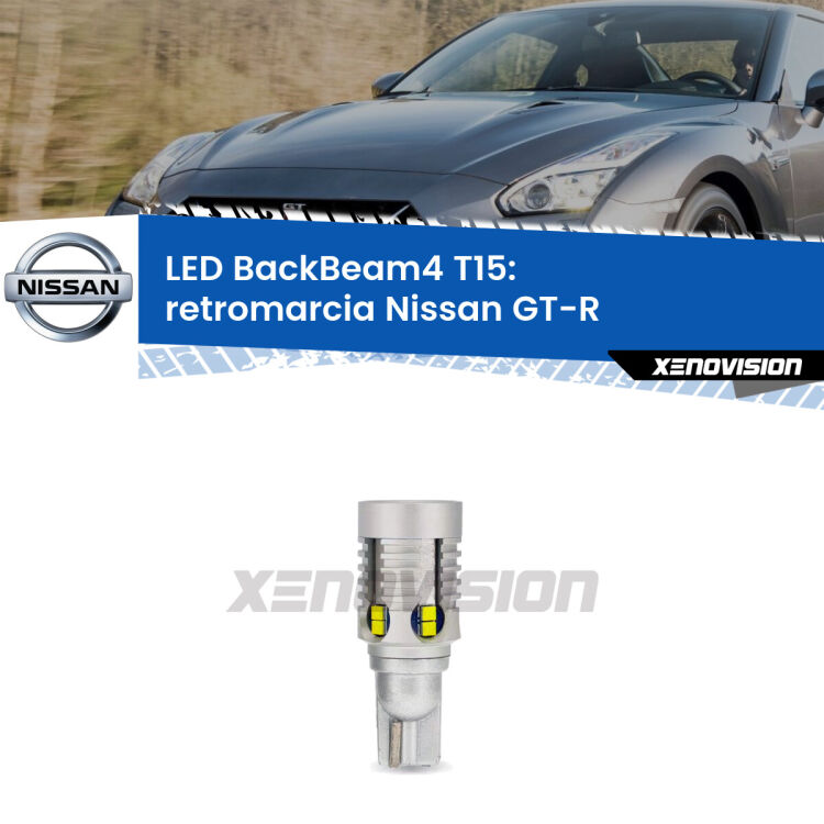 <strong>Retromarcia LED per Nissan GT-R</strong>  2007 in poi. Lampada <strong>T15</strong> canbus modello BackBeam4.