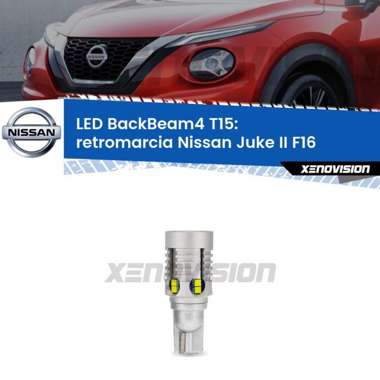 <strong>Retromarcia LED per Nissan Juke II</strong> F16 2019 in poi. Lampada <strong>T15</strong> canbus modello BackBeam4.