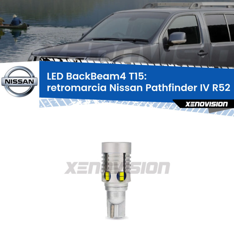 <strong>Retromarcia LED per Nissan Pathfinder IV</strong> R52 2012 in poi. Lampada <strong>T15</strong> canbus modello BackBeam4.