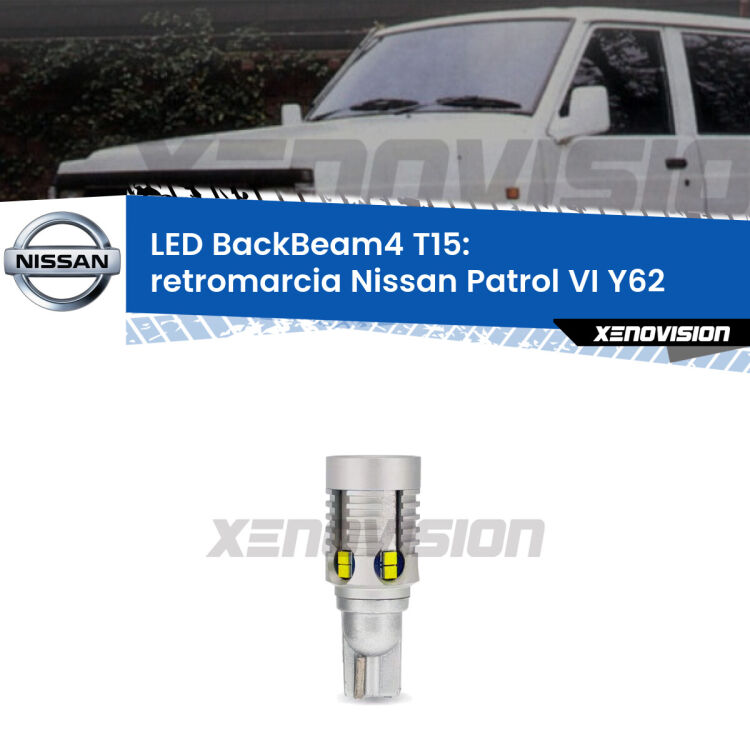 <strong>Retromarcia LED per Nissan Patrol VI</strong> Y62 2010 in poi. Lampada <strong>T15</strong> canbus modello BackBeam4.