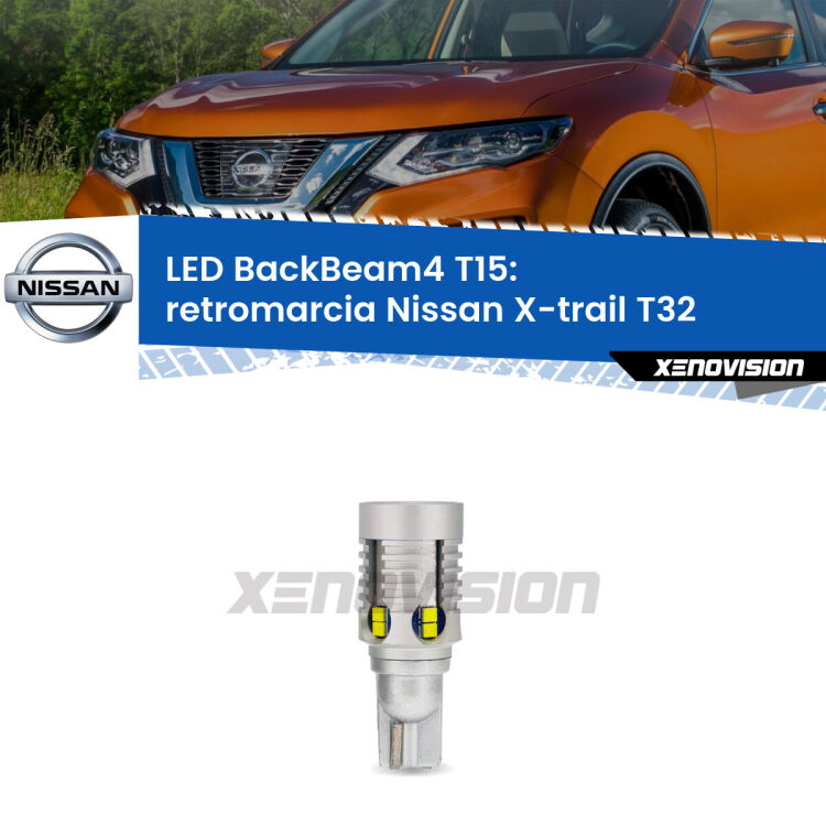 <strong>Retromarcia LED per Nissan X-trail</strong> T32 2013 in poi. Lampada <strong>T15</strong> canbus modello BackBeam4.