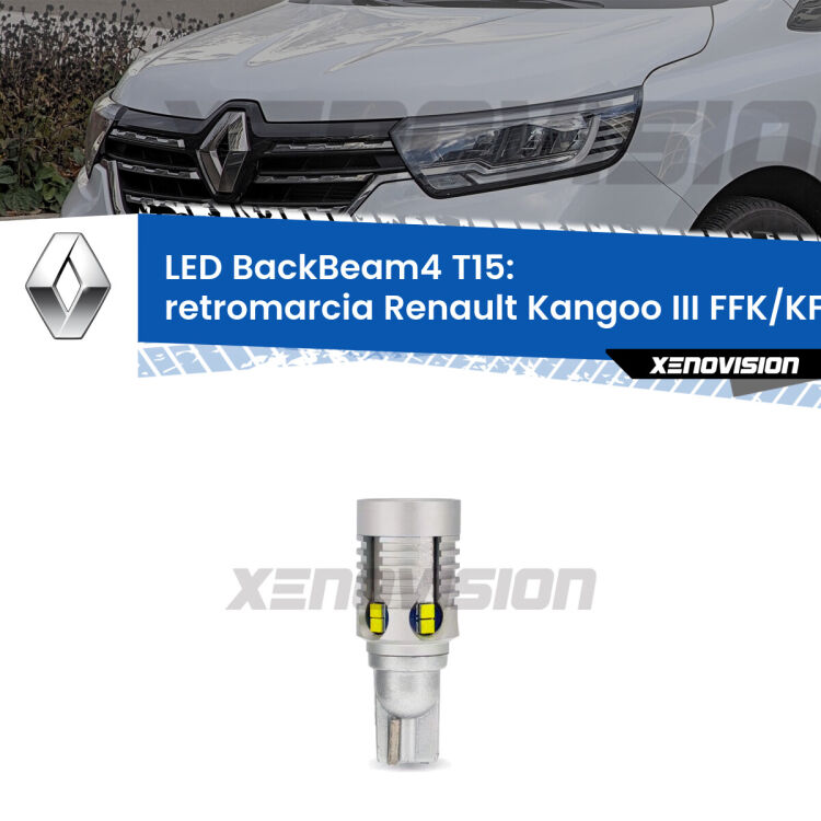 <strong>Retromarcia LED per Renault Kangoo III</strong> FFK/KFK 2021 in poi. Lampada <strong>T15</strong> canbus modello BackBeam4.