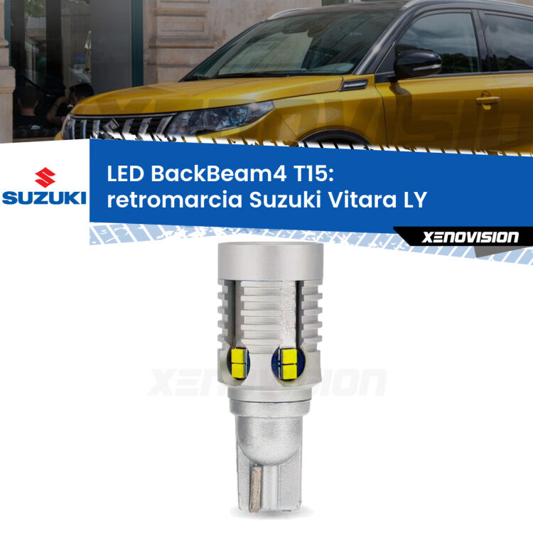 0 Retromarcia LED T15 BackBeam4 per Suzuki Vitara LY 2015 in poi <strong>Retromarcia LED per Suzuki Vitara</strong> LY 2015 in poi. Lampada <strong>T15</strong> canbus modello BackBeam4.