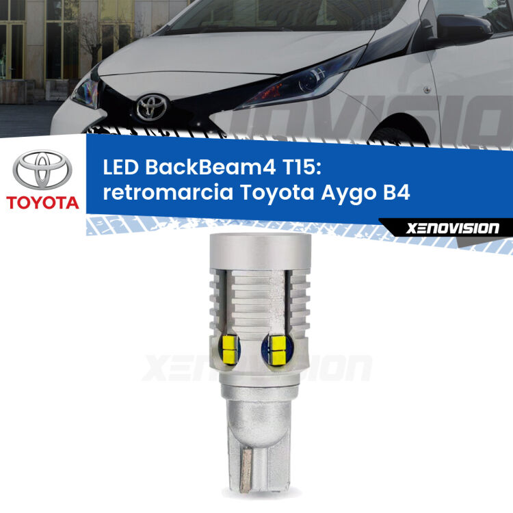 0 Retromarcia LED T15 BackBeam4 per Toyota Aygo B4 2018 in poi <strong>Retromarcia LED per Toyota Aygo</strong> B4 2018 in poi. Lampada <strong>T15</strong> canbus modello BackBeam4.