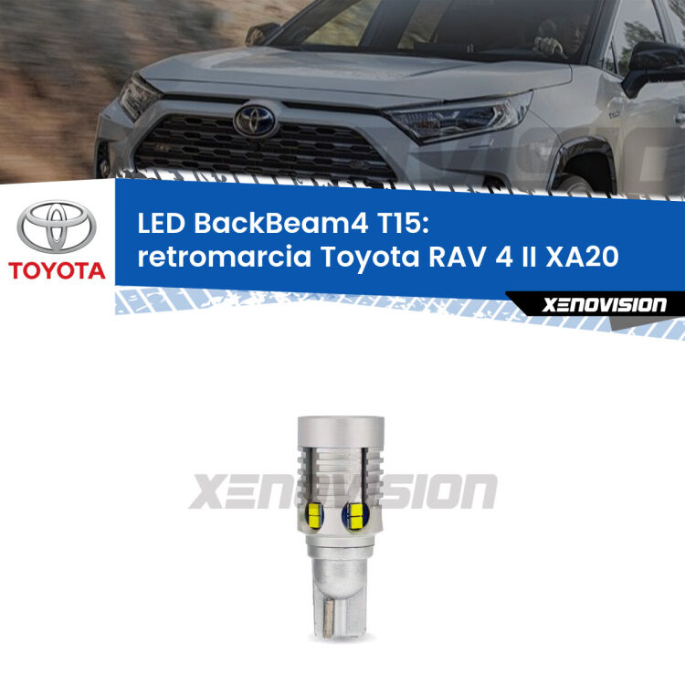 <strong>Retromarcia LED per Toyota RAV 4 II</strong> XA20 2000 - 2005. Lampada <strong>T15</strong> canbus modello BackBeam4.