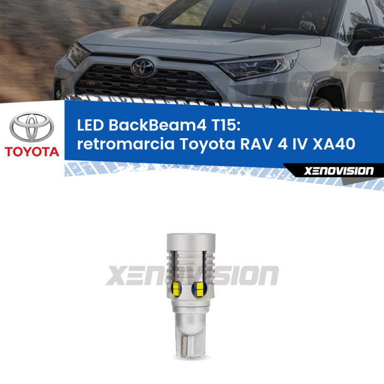 <strong>Retromarcia LED per Toyota RAV 4 IV</strong> XA40 2012 - 2018. Lampada <strong>T15</strong> canbus modello BackBeam4.