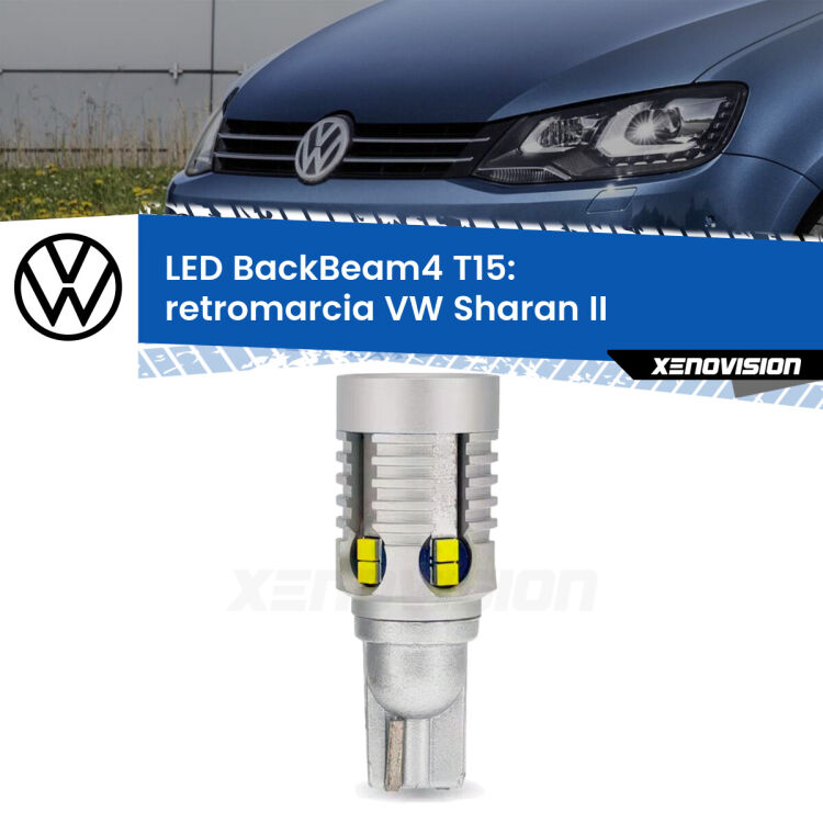 0 Retromarcia LED T15 BackBeam4 per VW Sharan II 2010 - 2019 <strong>Retromarcia LED per VW Sharan</strong> II 2010 - 2019. Lampada <strong>T15</strong> canbus modello BackBeam4.