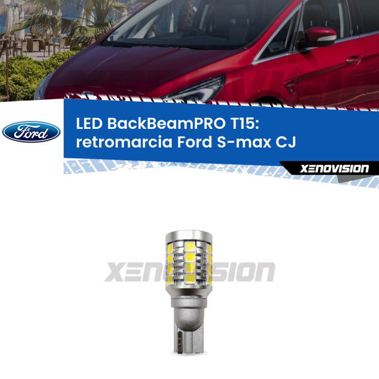 <strong>Luce retromarcia LED per Ford S-max</strong> CJ 2015 - 2018. Lampadina <b>T15</b> esageratamente spinta: 15W di potenza, 20 volte più luce delle originali.