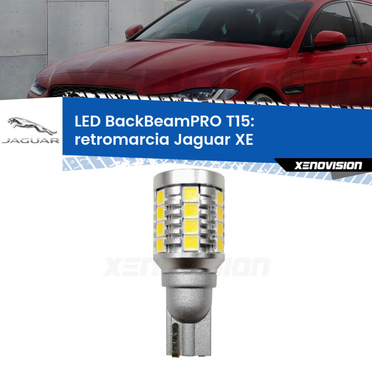 0 Retromarcia LED T15 BackBeamPRO per Jaguar XE 2015 in poi <strong>Luce retromarcia LED per Jaguar XE</strong> 2015 in poi. Una lampadina <b>T15</b> esageratamente spinta: 15W di potenza, 20 volte più luce delle originali.