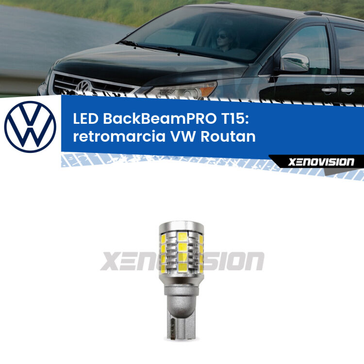 <strong>Luce retromarcia LED per VW Routan</strong>  2008 - 2013. Lampadina <b>T15</b> esageratamente spinta: 15W di potenza, 20 volte più luce delle originali.