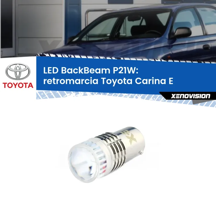 0 Retromarcia LED Toyota Carina E 1992 - 1997: P21W BackBeam <strong>Retromarcia LED per Toyota Carina E</strong> 1992 - 1997. Lampada <strong>P21W</strong> canbus. Illumina a giorno con questo straordinario cannone LED a luminosità estrema.