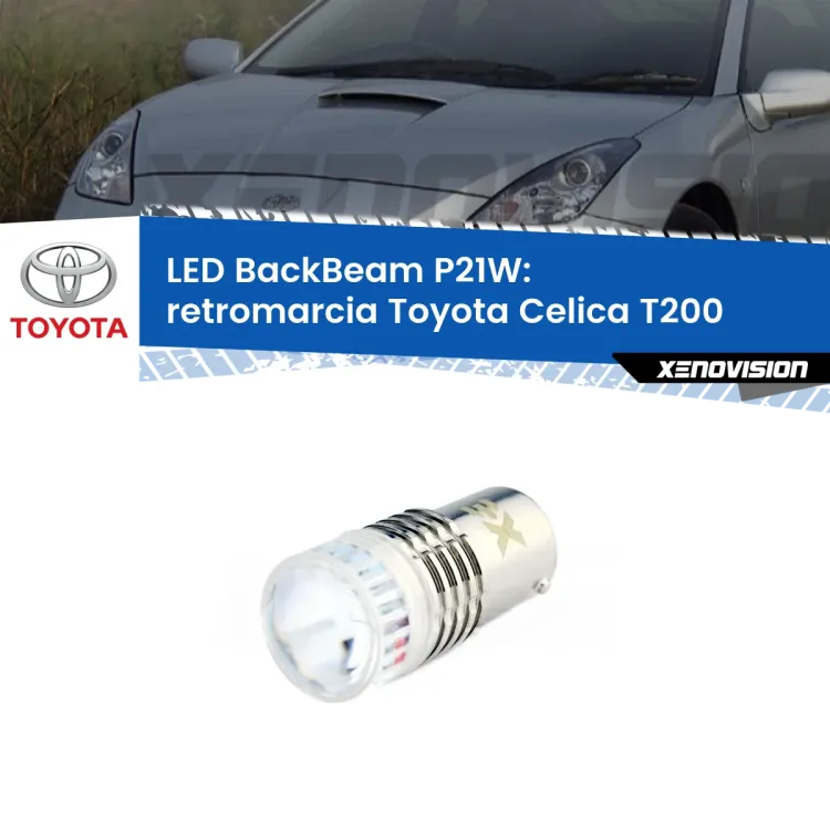 0 Retromarcia LED Toyota Celica T200 1993 - 1999: P21W BackBeam <strong>Retromarcia LED per Toyota Celica</strong> T200 1993 - 1999. Lampada <strong>P21W</strong> canbus. Illumina a giorno con questo straordinario cannone LED a luminosità estrema.