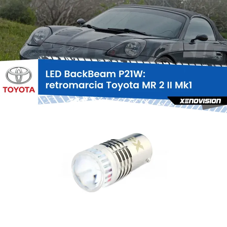 0 Retromarcia LED Toyota MR 2 II Mk1 1989 - 2000: P21W BackBeam <strong>Retromarcia LED per Toyota MR 2 II</strong> Mk1 1989 - 2000. Lampada <strong>P21W</strong> canbus. Illumina a giorno con questo straordinario cannone LED a luminosità estrema.