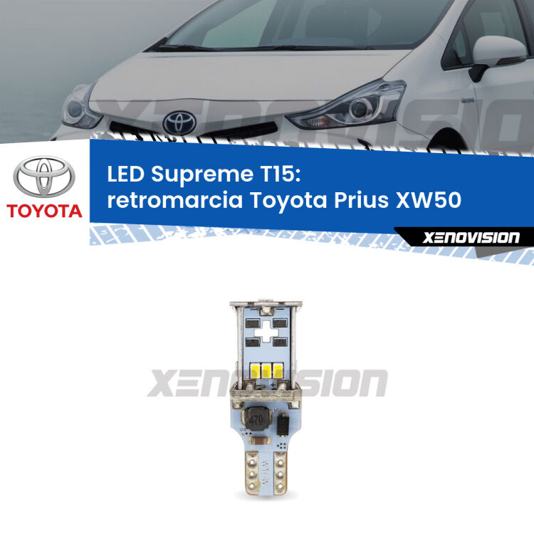 <strong>LED retromarcia per Toyota Prius</strong> XW50 2015 in poi. 15 Chip CREE 3535, sviluppa un'incredibile potenza. Qualità Massima. Oltre 6W reali di pura potenza.