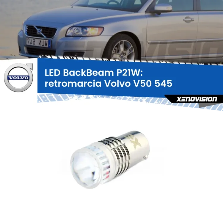 0 Retromarcia LED Volvo V50 545 2003 - 2012: P21W BackBeam <strong>Retromarcia LED per Volvo V50</strong> 545 2003 - 2012. Lampada <strong>P21W</strong> canbus. Illumina a giorno con questo straordinario cannone LED a luminosità estrema.