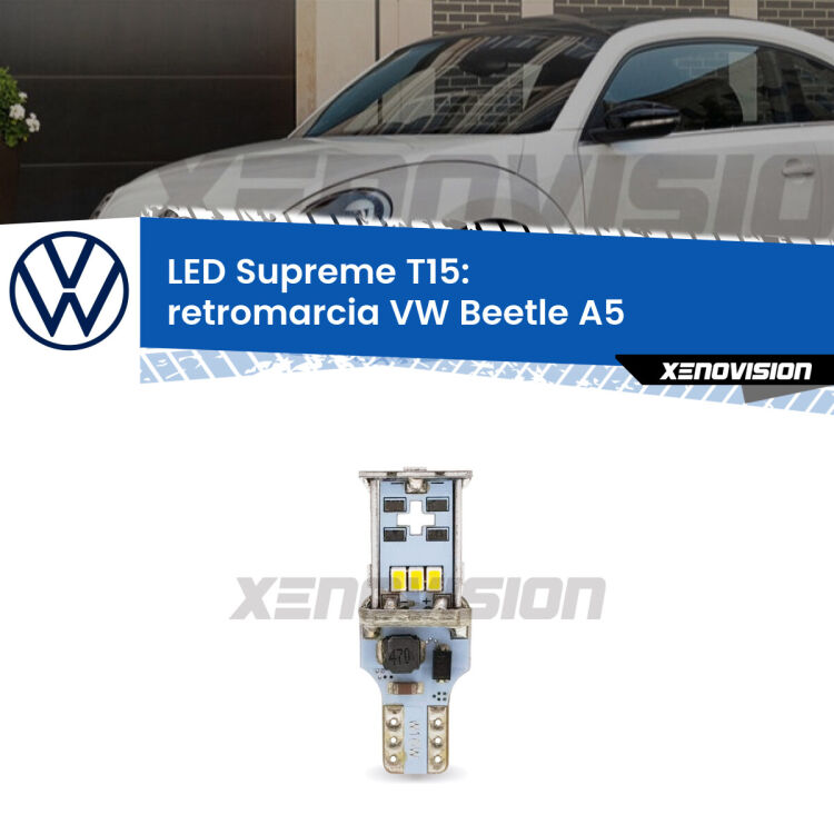 <strong>LED retromarcia per VW Beetle</strong> A5 2011 - 2019. 15 Chip CREE 3535, sviluppa un'incredibile potenza. Qualità Massima. Oltre 6W reali di pura potenza.