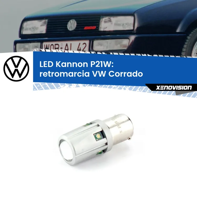 0 Retromarcia LED VW Corrado 1988 - 1995: P21W Kannon <strong>LED per Retromarcia VW Corrado 1988 - 1995.</strong>Lampadina P21W con una poderosa illuminazione frontale rafforzata da 5 potenti chip laterali.