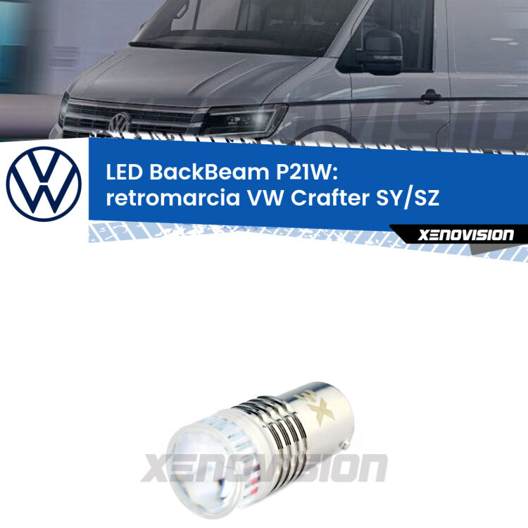 <strong>Retromarcia LED per VW Crafter</strong> SY/SZ 2016 in poi. Lampada <strong>P21W</strong> canbus. Illumina a giorno con questo straordinario cannone LED a luminosità estrema.