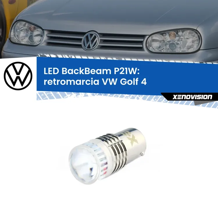 0 Retromarcia LED VW Golf 4  1997 - 2005: P21W BackBeam <strong>Retromarcia LED per VW Golf 4</strong>  1997 - 2005. Lampada <strong>P21W</strong> canbus. Illumina a giorno con questo straordinario cannone LED a luminosità estrema.