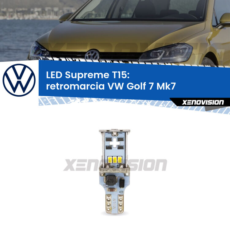 <strong>LED retromarcia per VW Golf 7</strong> Mk7 prima serie. 15 Chip CREE 3535, sviluppa un'incredibile potenza. Qualità Massima. Oltre 6W reali di pura potenza.