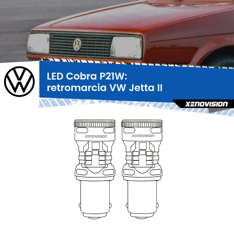 0 Retromarcia LED VW Jetta II 1984 - 1992: P21W Cobra <strong>Retromarcia LED no-spie per VW Jetta</strong> II 1984 - 1992. Coppia lampade <strong>P21W</strong> modello Cobra super-canbus, raffreddate a ventola.