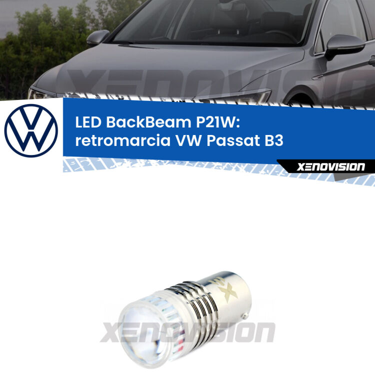<strong>Retromarcia LED per VW Passat</strong> B3 1988 - 1996. Lampada <strong>P21W</strong> canbus. Illumina a giorno con questo straordinario cannone LED a luminosità estrema.