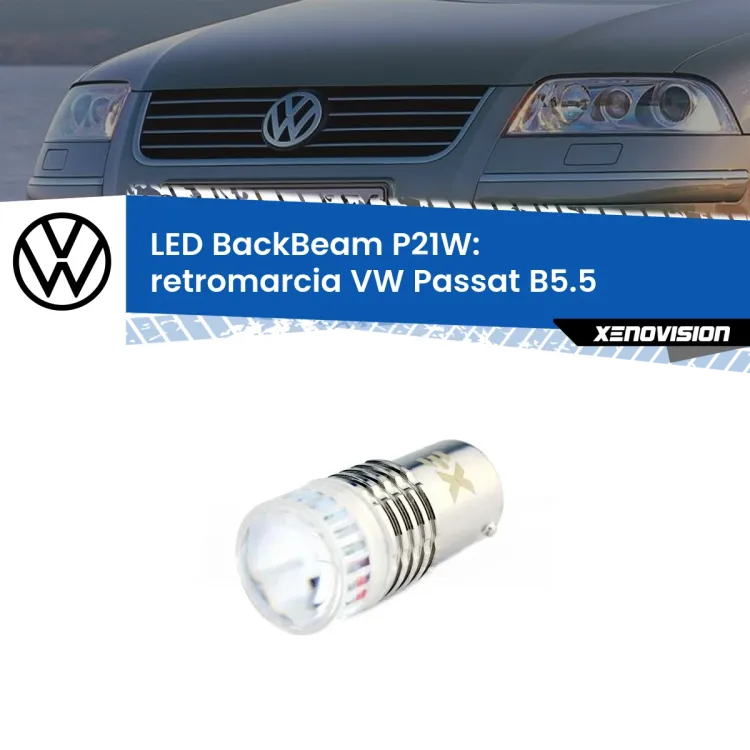 0 Retromarcia LED VW Passat B5.5 2000 - 2005: P21W BackBeam <strong>Retromarcia LED per VW Passat</strong> B5.5 2000 - 2005. Lampada <strong>P21W</strong> canbus. Illumina a giorno con questo straordinario cannone LED a luminosità estrema.