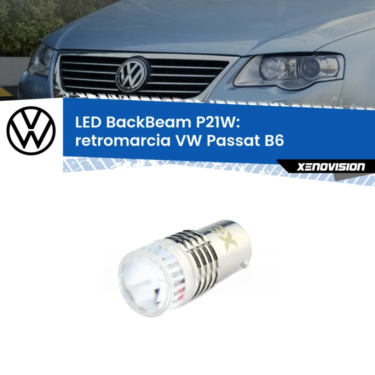 0 Retromarcia LED VW Passat B6 2005 - 2010: P21W BackBeam <strong>Retromarcia LED per VW Passat</strong> B6 2005 - 2010. Lampada <strong>P21W</strong> canbus. Illumina a giorno con questo straordinario cannone LED a luminosità estrema.