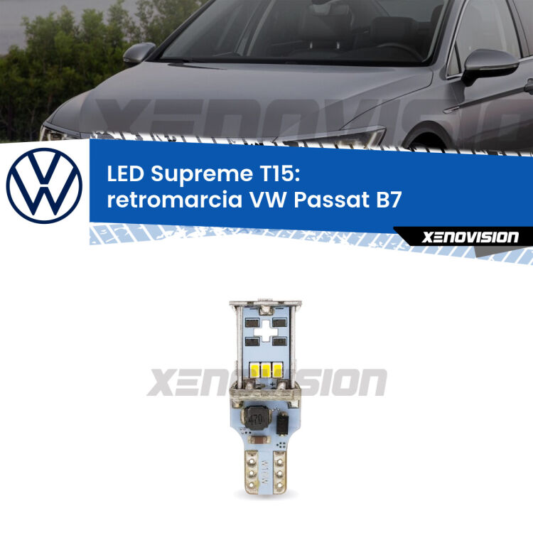 <strong>LED retromarcia per VW Passat</strong> B7 2010 - 2014. 15 Chip CREE 3535, sviluppa un'incredibile potenza. Qualità Massima. Oltre 6W reali di pura potenza.