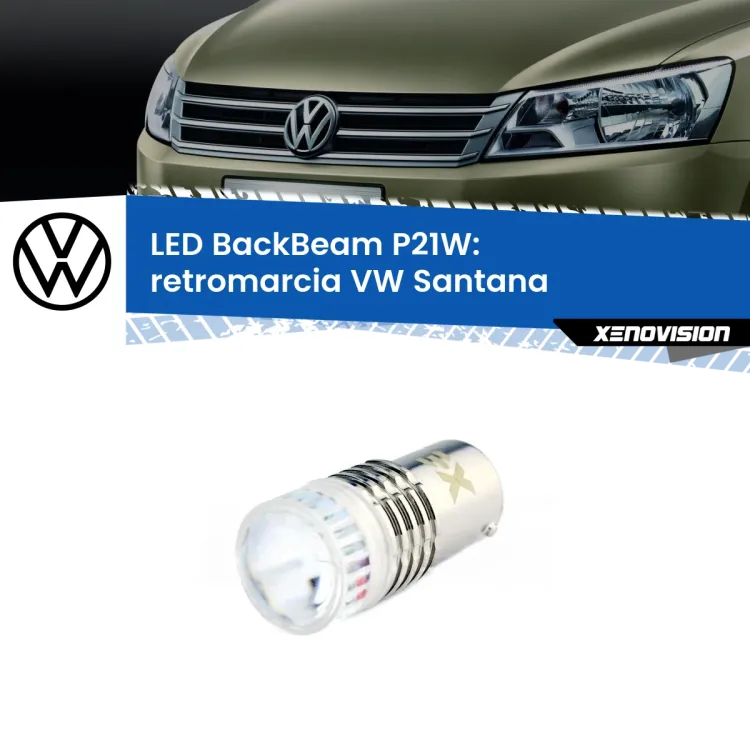 0 Retromarcia LED VW Santana 1995 - 2012: P21W BackBeam <strong>Retromarcia LED per VW Santana</strong> 1995 - 2012. Lampada <strong>P21W</strong> canbus. Illumina a giorno con questo straordinario cannone LED a luminosità estrema.