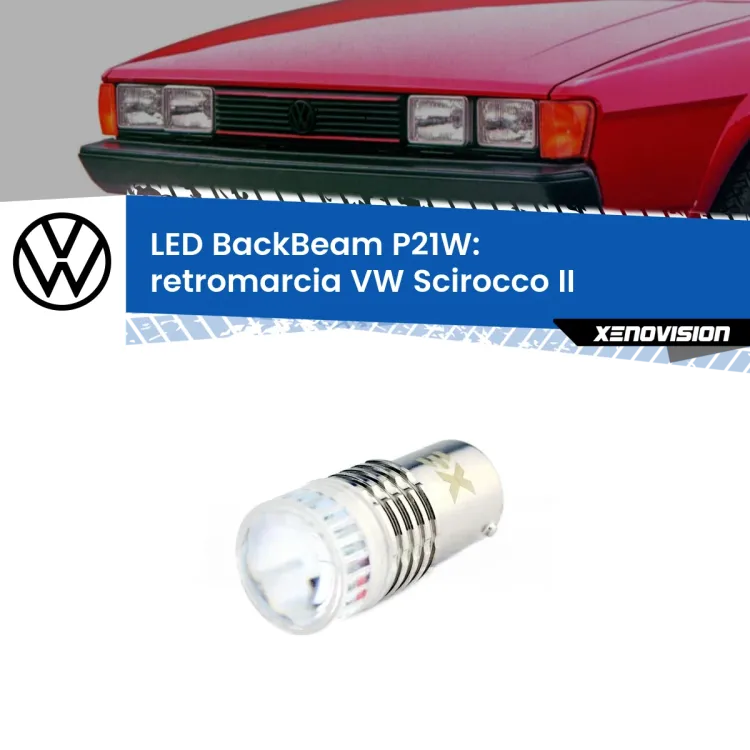 0 Retromarcia LED VW Scirocco II 1980 - 1992: P21W BackBeam <strong>Retromarcia LED per VW Scirocco</strong> II 1980 - 1992. Lampada <strong>P21W</strong> canbus. Illumina a giorno con questo straordinario cannone LED a luminosità estrema.