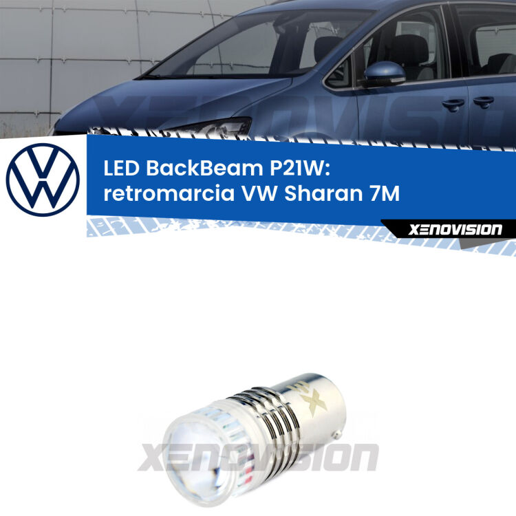 <strong>Retromarcia LED per VW Sharan</strong> 7M 1995 - 2010. Lampada <strong>P21W</strong> canbus. Illumina a giorno con questo straordinario cannone LED a luminosità estrema.