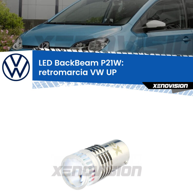 <strong>Retromarcia LED per VW UP</strong>  2011 - 2016. Lampada <strong>P21W</strong> canbus. Illumina a giorno con questo straordinario cannone LED a luminosità estrema.