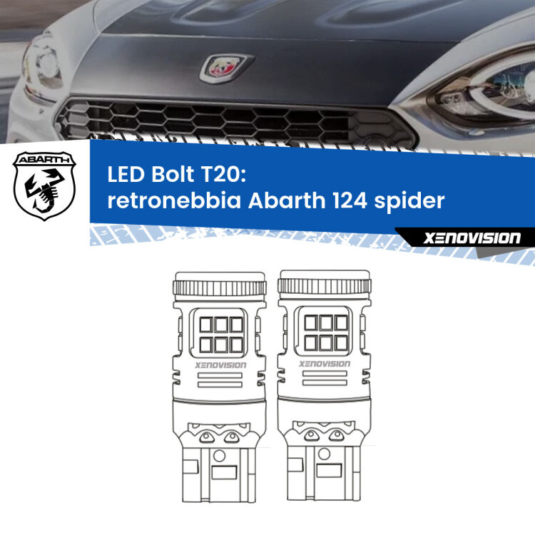 0 Retronebbia LED Abarth 124 spider  2016 - 2019: T20 Bolt <strong>Retronebbia LED per Abarth 124 spider</strong>  2016 - 2019. Coppia lampade <strong>T20</strong> modello Bolt canbus.