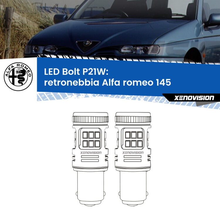 0 Retronebbia LED Alfa romeo 145  1994 - 2001: P21W Bolt <strong>Retronebbia LED per Alfa romeo 145</strong>  1994 - 2001. Coppia lampade <strong>P21W</strong> modello Bolt canbus.
