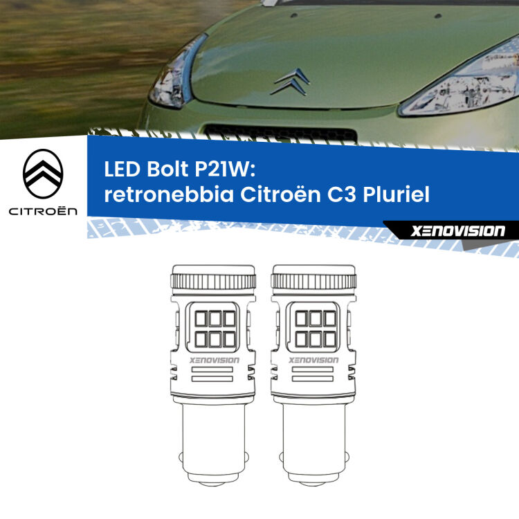 0 Retronebbia LED Citroën C3 Pluriel 2003 - 2010: P21W Bolt <strong>Retronebbia LED per Citroën C3 Pluriel</strong> 2003 - 2010. Coppia lampade <strong>P21W</strong> modello Bolt canbus.