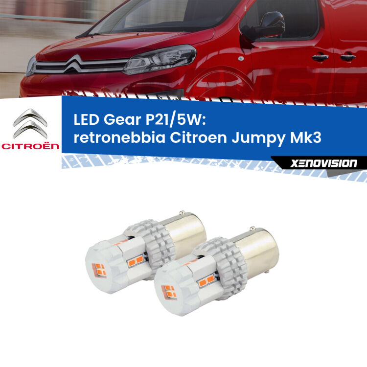 <strong>Retronebbia LED per Citroen Jumpy</strong> Mk3 2016 in poi. Due lampade <strong>P21/5W</strong> rosse non canbus modello Gear.