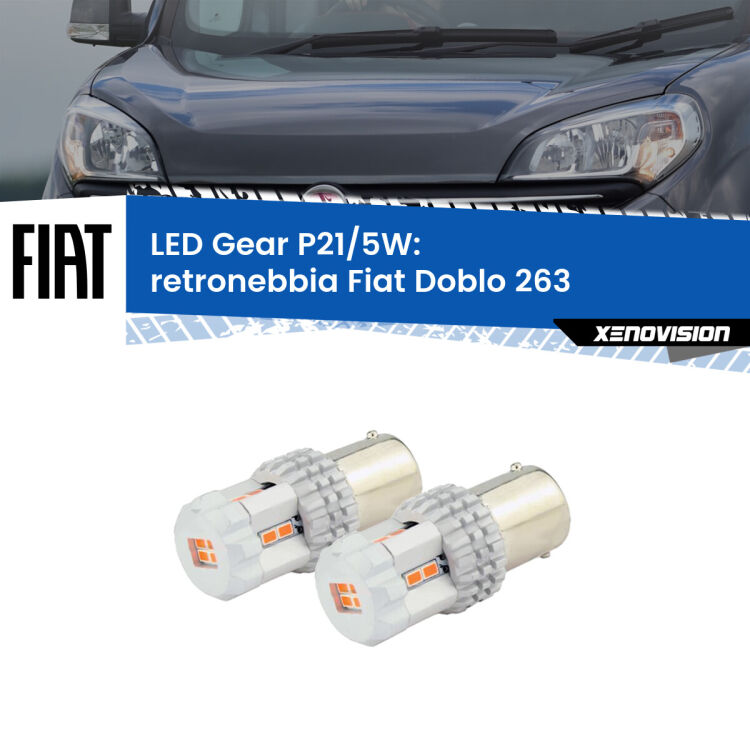 0 Retronebbia LED Fiat Doblo 263 2010 - 2014: P21/5W Gear <strong>Retronebbia LED per Fiat Doblo</strong> 263 2010 - 2014. Due lampade <strong>P21/5W</strong> rosse non canbus modello Gear.