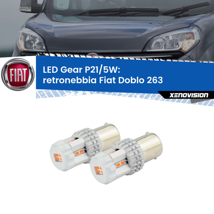 <strong>Retronebbia LED per Fiat Doblo</strong> 263 2010 - 2014. Due lampade <strong>P21/5W</strong> rosse non canbus modello Gear.