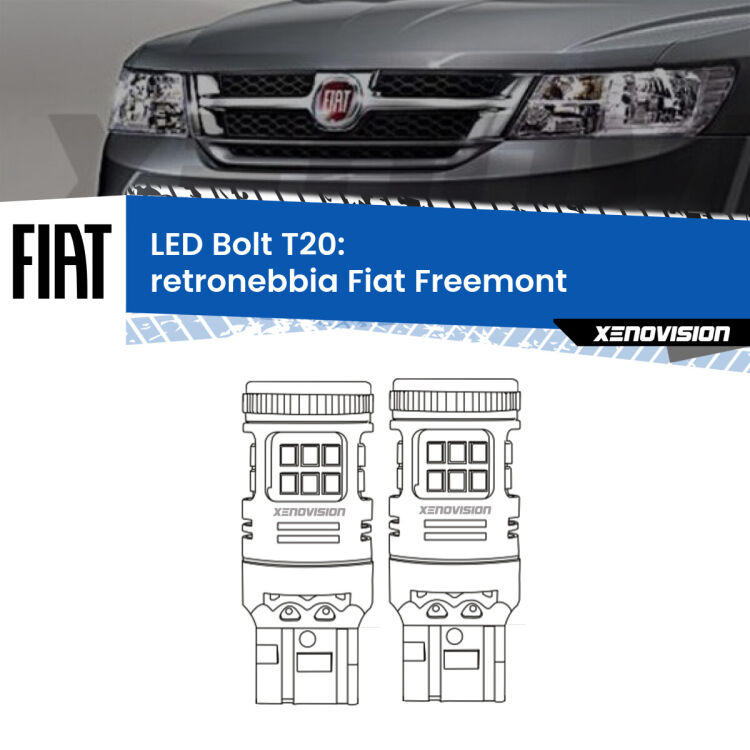 0 Retronebbia LED Fiat Freemont  2011 - 2016: T20 Bolt <strong>Retronebbia LED per Fiat Freemont</strong>  2011 - 2016. Coppia lampade <strong>T20</strong> modello Bolt canbus.